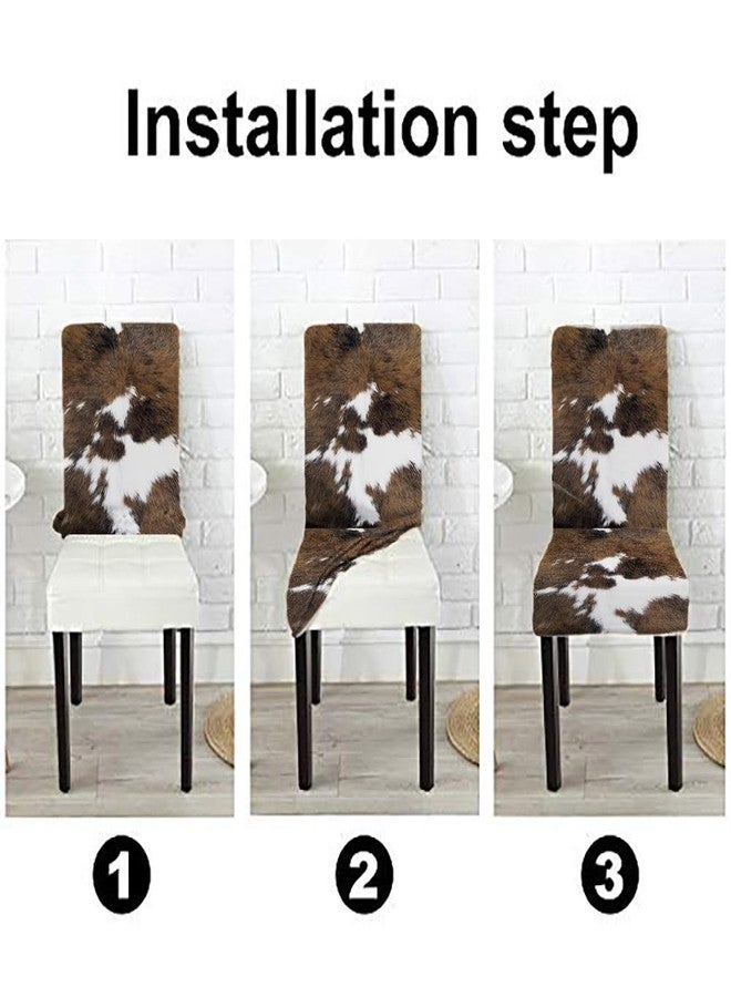 TOMWISH Chair Covers for Dining Room Set of 4,Cowhide Printing Spandex Stretch Dining Room Chair Cover,Removable Washable Kitchen Parsons Chair Covers Seat Slipcovers - Image 4